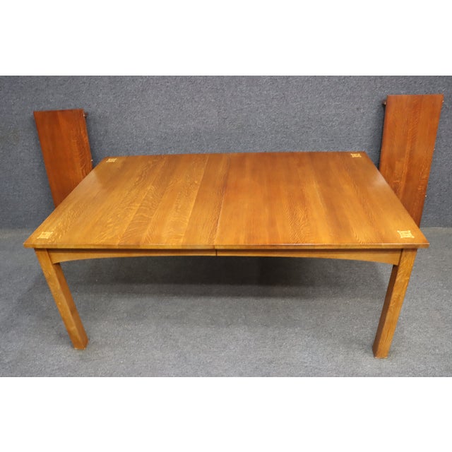 Stickley Harvey Ellis Mission Oak Extension Dining Table With Two Leaves For Sale - Image 9 of 13
