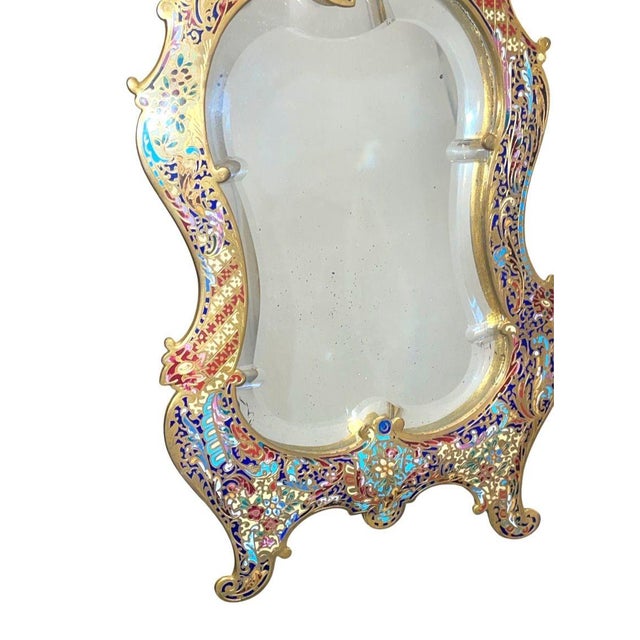French 19th Century French Champlevé Bronze & Brass Easel Mirror For Sale - Image 3 of 8