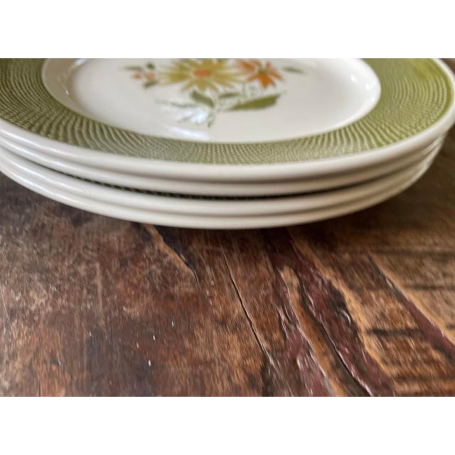 Set of Four (4) 1960s Bellegay Japanese Ironstone in Avocado Green 10 3/8” Plates For Sale - Image 4 of 6