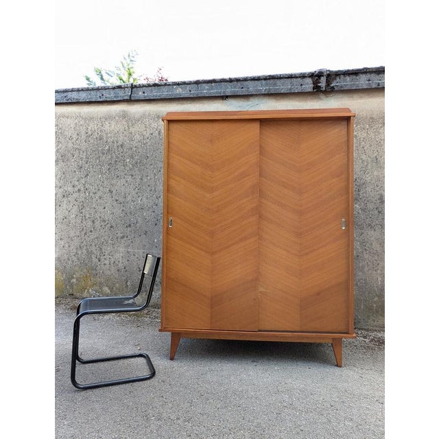 1950s Vintage Wardrobe with Sliding Doors, France, 1950 For Sale - Image 5 of 11