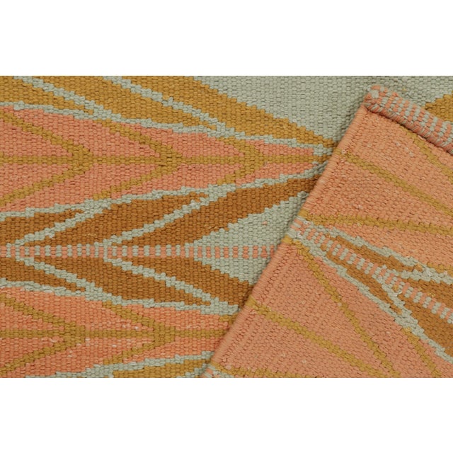 Textile Rug & Kilim’s Scandinavian Style kilim in Orange, Gold & Blue Geometric Pattern - 14x20 For Sale - Image 7 of 7