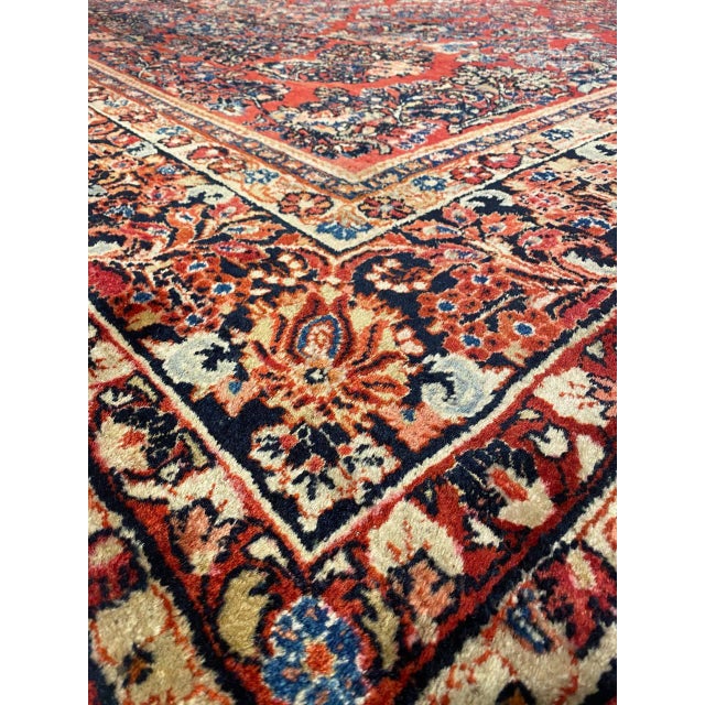 Brick Red Pasargad DC Hand Knotted Antique Sarouk Rug For Sale - Image 8 of 8