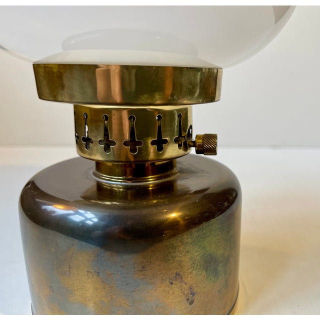 Metal Swedish Modern Oil Table Lamp in Brass and Opaline Glass by Hans-Agne Jakobsson, 1960s For Sale - Image 7 of 9