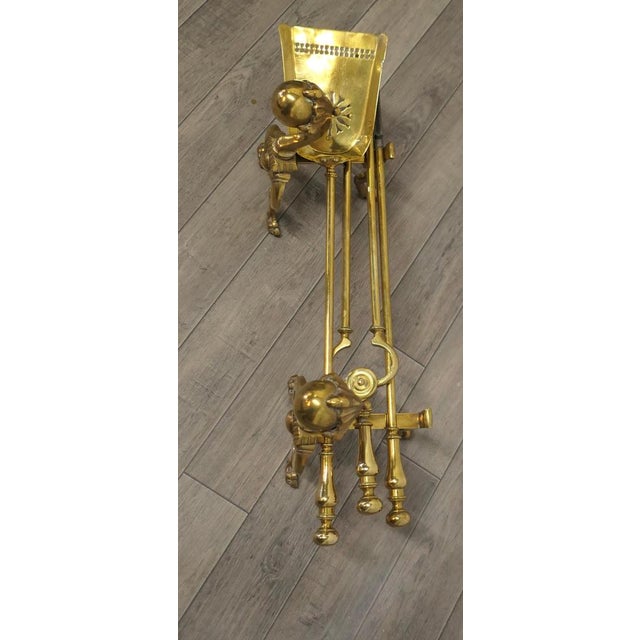 Arts and Crafts Brass Gothic Fireside Tools, 1880s, Set of 4 For Sale - Image 4 of 8