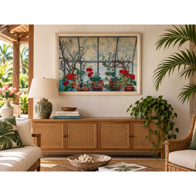 Beautiful large-scale original oil on canvas painting by Toni Dalton, signed and dated 1985. The composition depicts a...