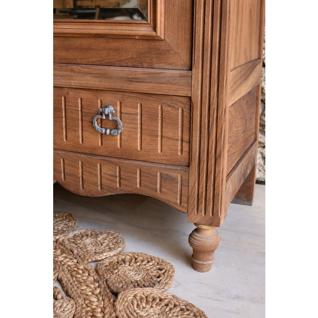 Wood Antique Walnut Bonnetière with Beveled Mirror, 1930s For Sale - Image 7 of 9