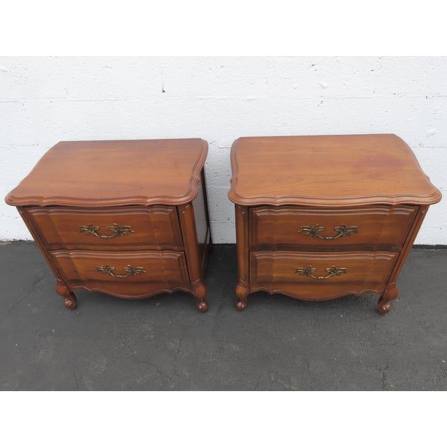 French Carved Large Nightstands Bedside End Tables a Pair 6437 For Sale - Image 10 of 14