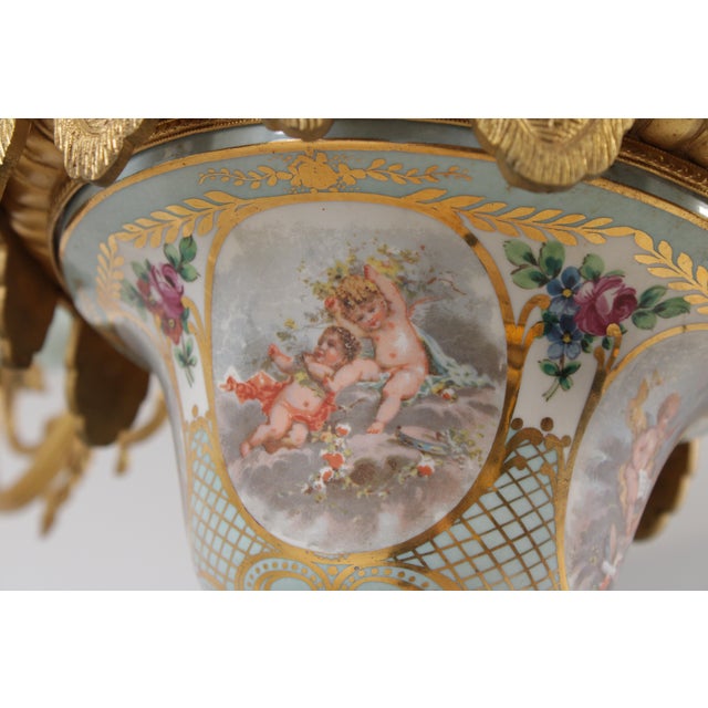 Vintage Sevres Style French Porcelain 8 Light Chandelier For Sale - Image 4 of 18