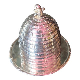 Vintage Mid-Century Corbell & Co. Silver-Plated Beehive Honey Pot in the Style of Paul Storr (Jg) For Sale