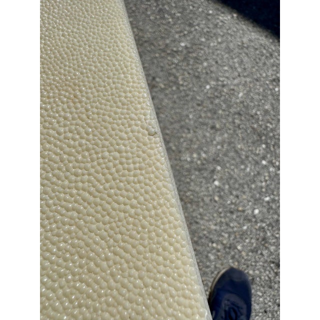Very Fine Rare Garrison Rousseau Shagreen Cream White Backgammon Table For Sale - Image 11 of 12