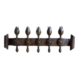 Antique Forged Iron 5-Light Tulip Cup Wall Candle Sconce For Sale