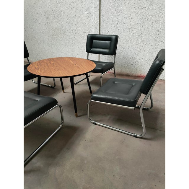 Animal Skin Mid-Century Leather Table & Chairs, Spain, 1980, Set of 5 For Sale - Image 7 of 12