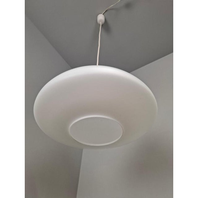 Mid-Century Modern Pendant Light in Opaline Glass and Plastic, Czechoslovakia, 1970s For Sale - Image 9 of 14