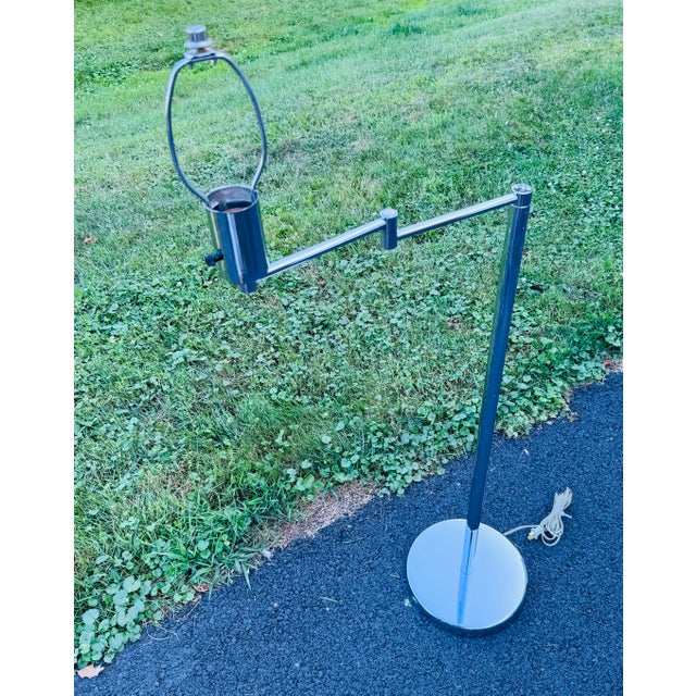 Vintage 1970s Chrome Floor Lamp With Extendable Arm For Sale In Boston - Image 6 of 7