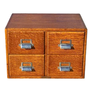 Antique Arts & Crafts Oak Yawman & Erbe Four Drawer Wood File Cabinet