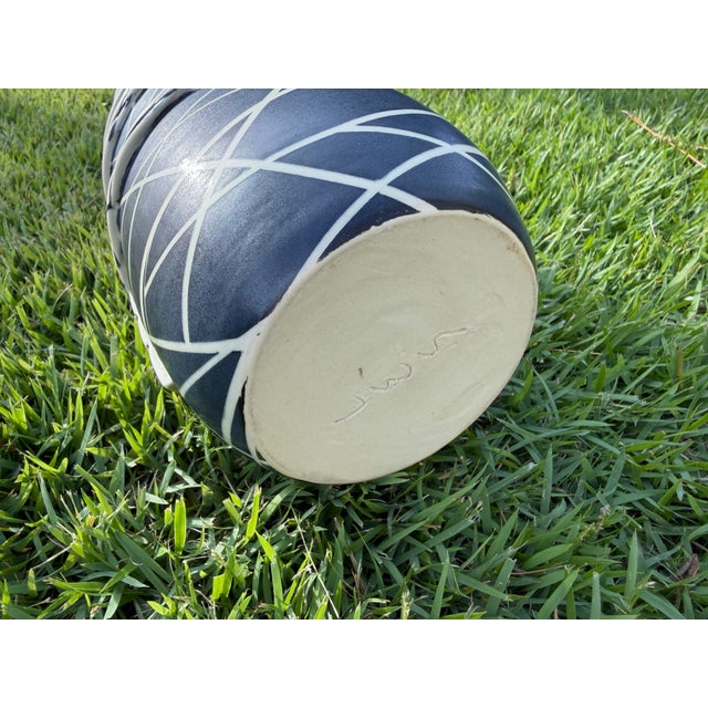 Contemporary Sculptural Black & White Studio Pottery Ribbon Vessel For Sale - Image 12 of 12