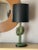 Brass Saguaro cactus lamp in green verdigris patina. Lampshade is included. Total height is 32" . Only cactus is 19.5" high.