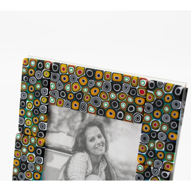 Murano Art Glass Picture Frame with Multicolor Murrine For Sale - Image 9 of 9