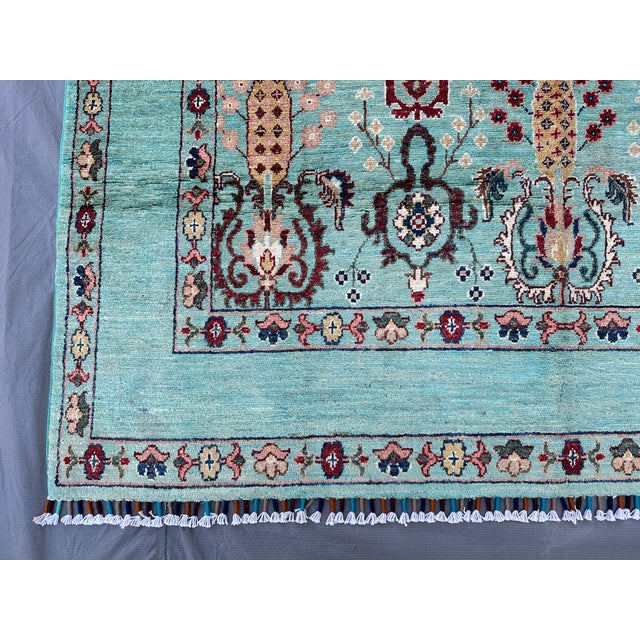 Persian Teal Oushak Hand-Knotted Wool Rug - 7'10" X 5'8" For Sale - Image 3 of 14
