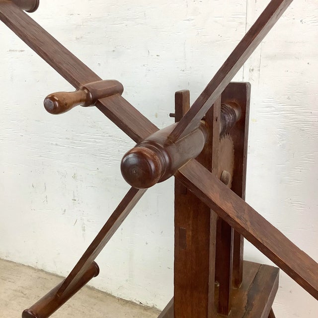 Vintage Wooden Yarn Winder With Handcrafted Detail For Sale - Image 11 of 12