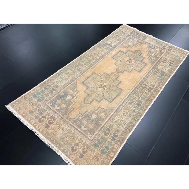 Orange Vintage Faded Turkish Oushak Handmade Wool Rug For Sale - Image 4 of 11