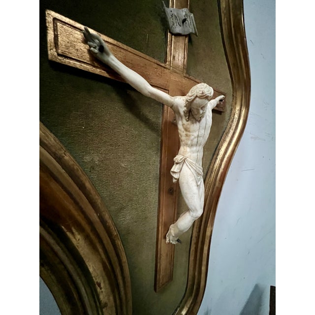 Crucifix on Wooden and Gilded Stucco Frame For Sale - Image 3 of 12