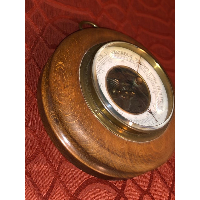 French Late 19th Century French Turned-Wood Aneroid Barometer From 30 Rue Du Bac, Paris For Sale - Image 3 of 5