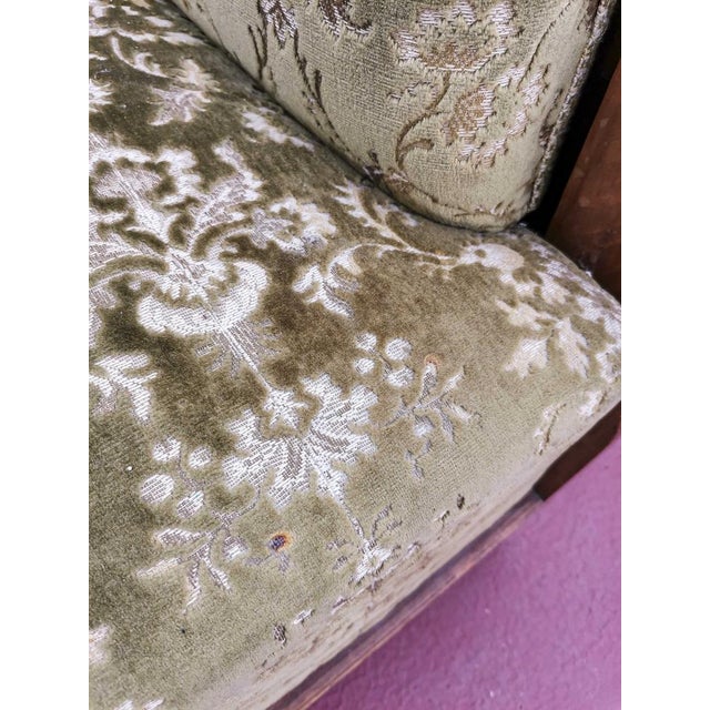 Italian Art Nouveau Sofa Bed in Damask Fabric For Sale - Image 14 of 18
