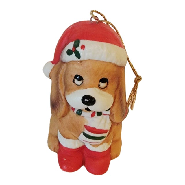 Vintage House of Lloyd Ceramic Figurine Ornament, Puppy Dog Furbaby 1988, Made in Taiwan Christmas Collectible For Sale