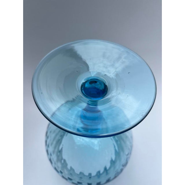 Mid 20th Century Vintage Blue Glass Footed Vase For Sale - Image 5 of 8