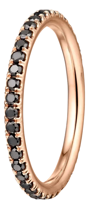 Micro Pave Black Diamond .50 Carat Eternity Wedding Band in Rose Gold, Size 6