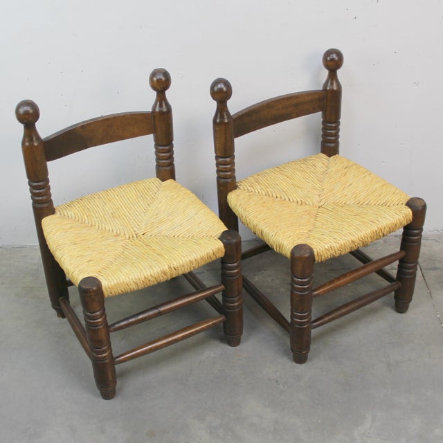 Brutalist Chairs in the style of Charles Dudouyt for La Gentilhommière, 1950s, Set of 2 For Sale - Image 4 of 6