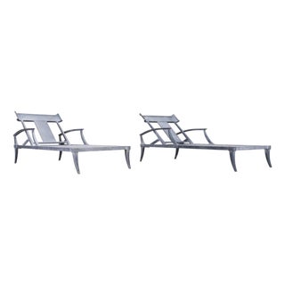 Pair of Neoclassical Greco-Roman Klismos Chaise Lounges For Sale