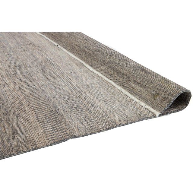 Modern Savannah Wool Rug Handmade in Brown With Geometric Pattern For Sale - Image 4 of 11
