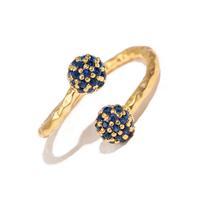 Contemporary Mystic Duo Sapphire Gold Adjustable Ring, Size 8 For Sale - Image 3 of 7