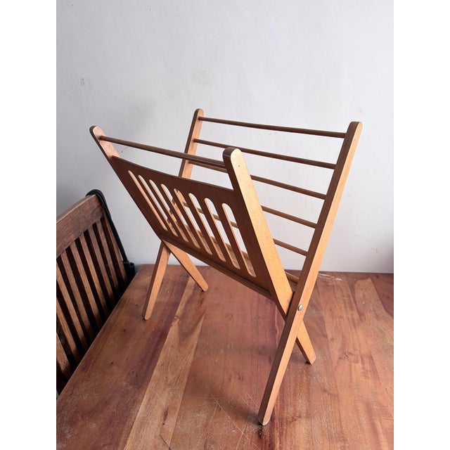 Mid-Century Modern Dutch Beech Folding Magazine Rack by Cees Braakman, 1890s For Sale - Image 9 of 13