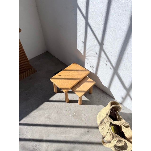 Small Nesting Tables in Light Oak, 1950s, Set of 2 For Sale - Image 13 of 18