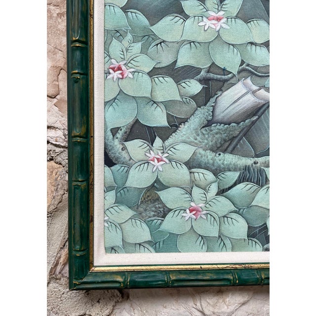 Vintage Balinese Tropical Bird Painting For Sale In Monterey, CA - Image 6 of 7