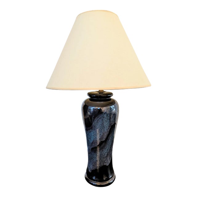 Vintage Raku Glazed Ceramic Table Lamp For Sale