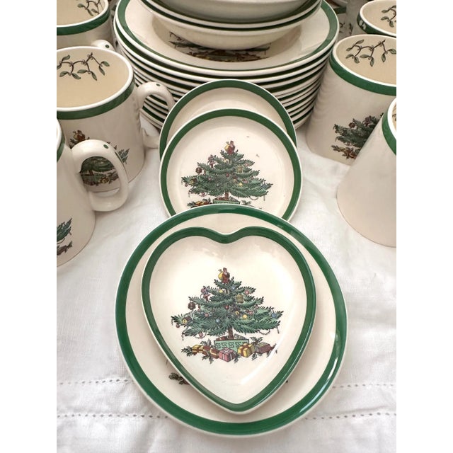 Vintage Spode England "Christmas Tree" Green Trim a set of 66. Just in time for the Holidays. Lots of sets to choose from...