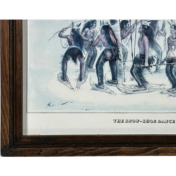 Vintage 1979 George Catlin the Snow Shoe Dance Framed Americana Portfolio Print For Sale - Image 10 of 12