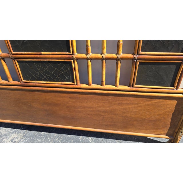 Vintage Baker Furniture Bamboo Coastal King Bed Frame Headboard Black Lacquer For Sale - Image 11 of 17