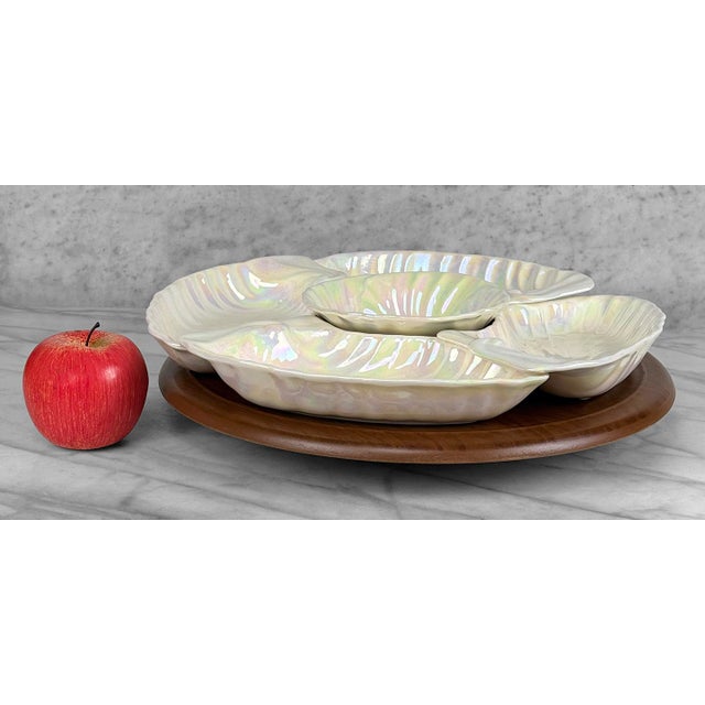 A Coastal Iridescent Scalloped Centerpiece Serving Platter, c. Mid 20th Century - Pairs Nicely with Many Traditional &...