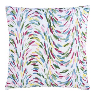 The House Of Scalamandré Fountain Embroidery Square Pillow In Printemps For Sale