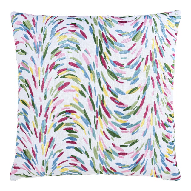 The House Of Scalamandré Fountain Embroidery Square Pillow In Printemps For Sale