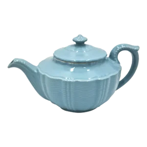 Mid 20th Century Light Blue Teapot in the Style of Hall Birch's Darby Pattern