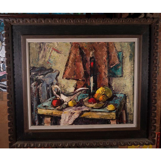 Expressionism Still Life by Harry Shoulberg (American 1903-1998) Original Oil Painting For Sale - Image 3 of 5