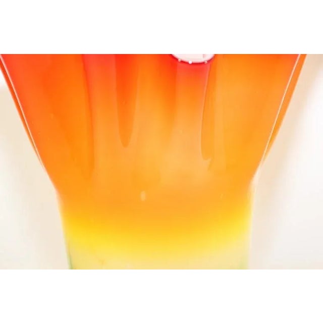 Burnt Orange Mid 20th Century Murano Orange Freeform Handkerchief Footed Vase For Sale - Image 8 of 13