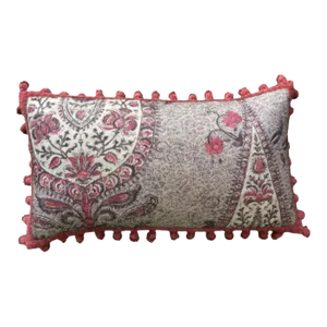 Koyari Crimson Wool Paisley From Zoffany Rectangle Decorative Pillow With Down Feather Insert