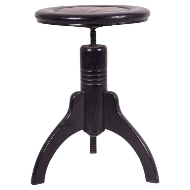 Gold Art Deco Piano Swivel Stool in Oak, Czech, 1920s For Sale - Image 8 of 8